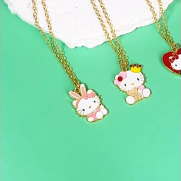 Hello Kitty Bunny Necklace, Hello Kitty Easter Bunny Necklace, Cat Necklace - Picture 4 of 5